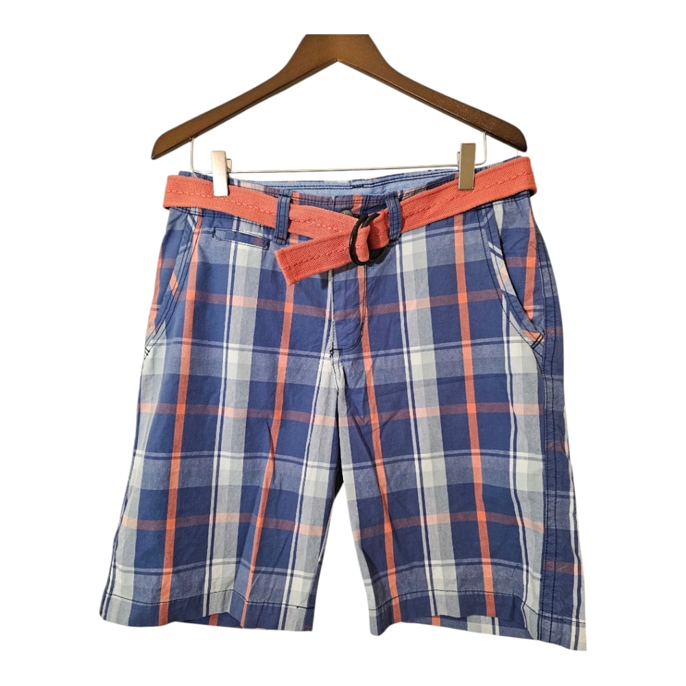 Lee Plaid Shorts with Coral Belt